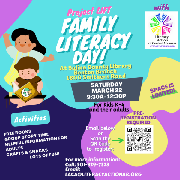 Family Literacy Day for kids & parents Mar 22nd is filled with activities, story time and free books